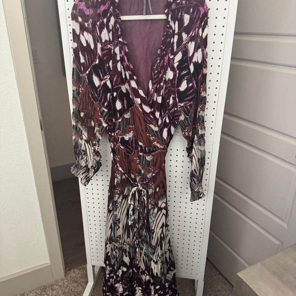 Free People Butterfly Print Ruffle Maxi Dress 2XL
